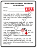 Worksheet on Word Problems on Addition